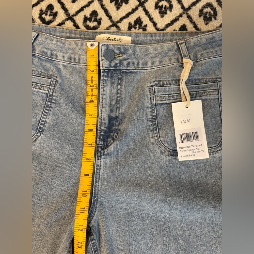 CHARLIE B Light Blue Wide Leg Cropped Jeans - Picture 3 of 5